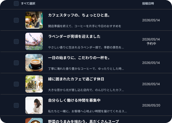 投稿一覧の管理画面
